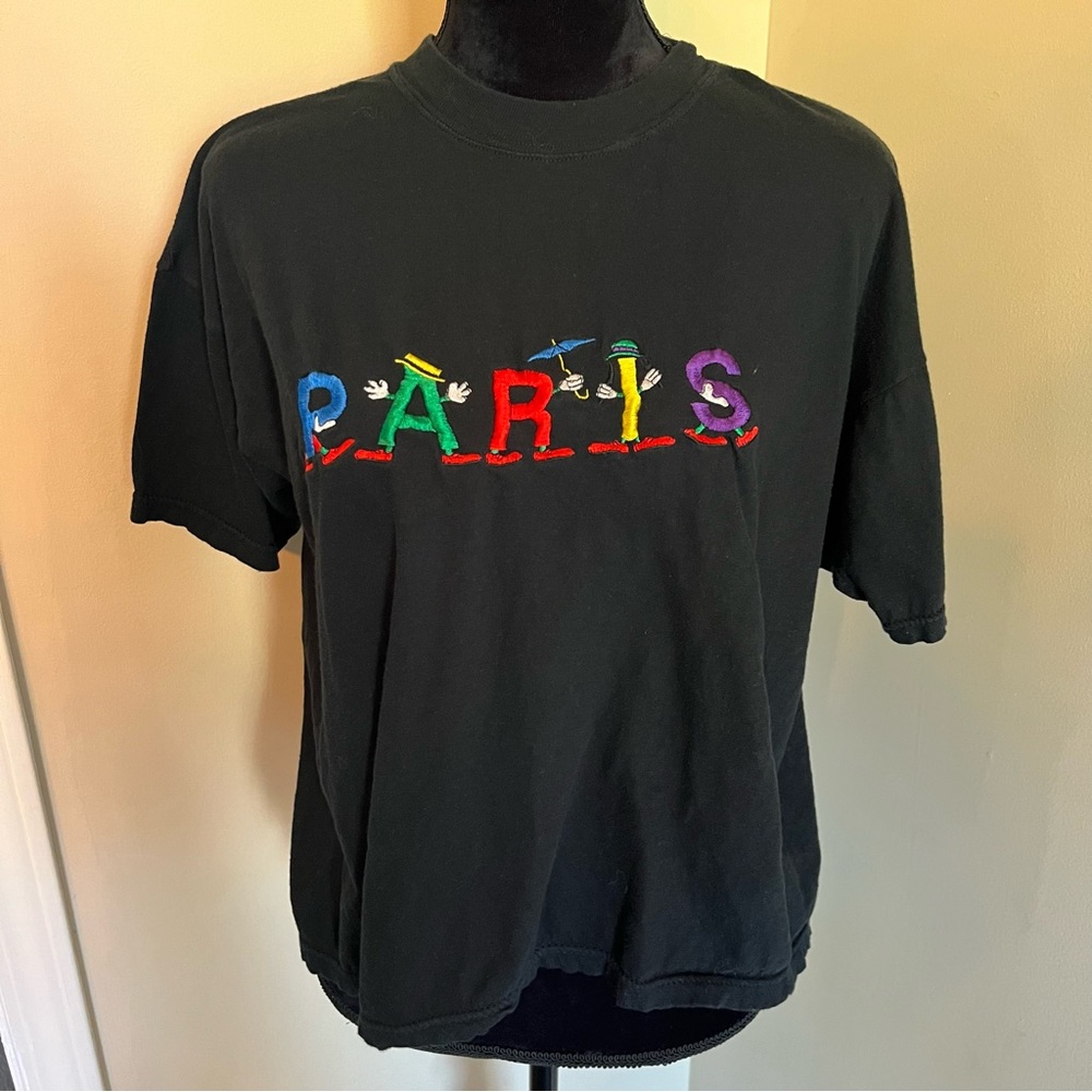Vintage PARIS Multicolor Size XL Black T-Shirt - Picture 3 of 6